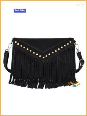Small Fringe Crossbody Suede Hobo Handbag Boho Chic Purse